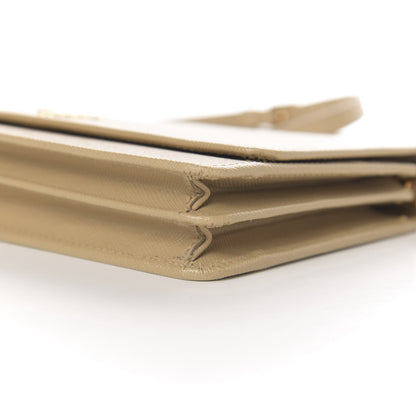 Prada Saffiano Metal Flap Wallet with Strap Sabbia 9 of 11