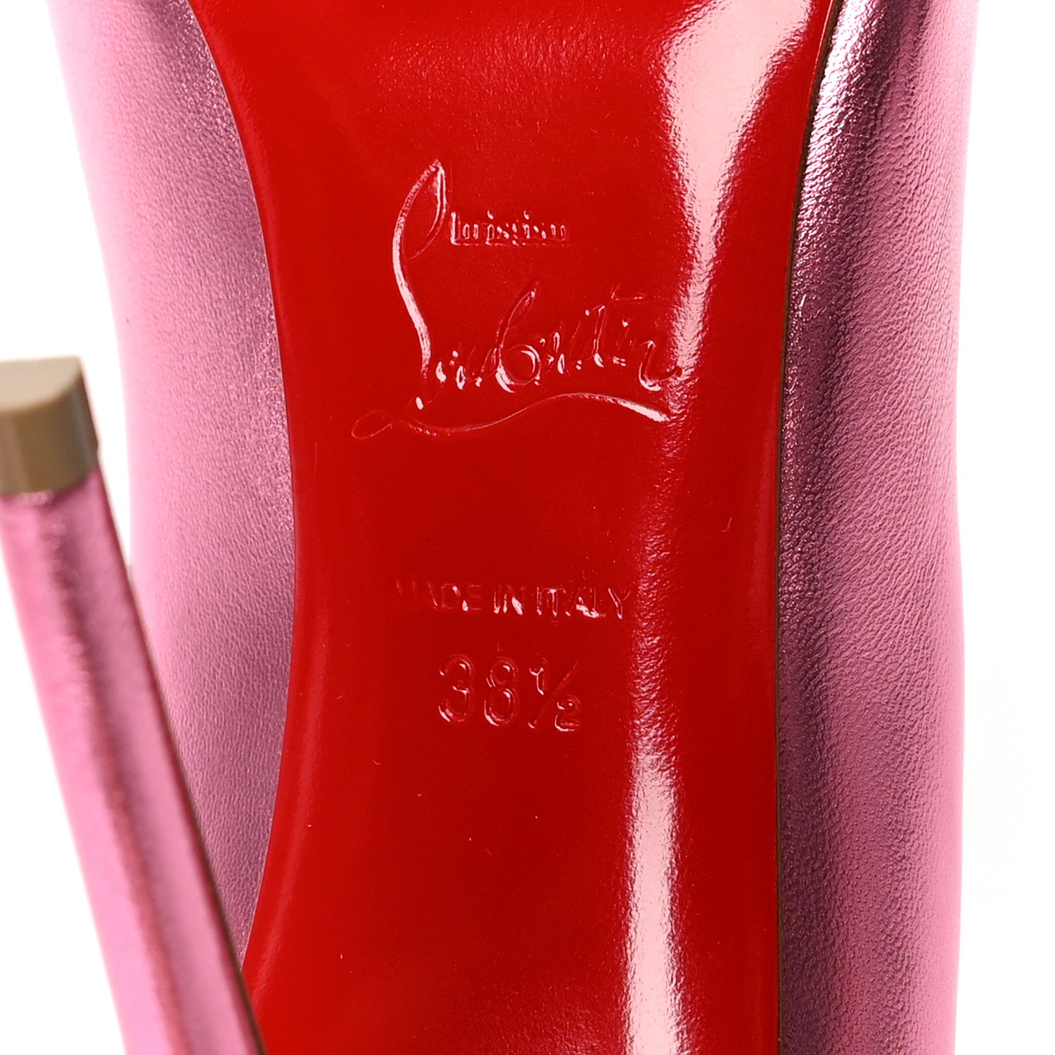 Christian Louboutin Metallic Calfskin Hot Chick 100 Pumps 38.5 Pink 7 of 8