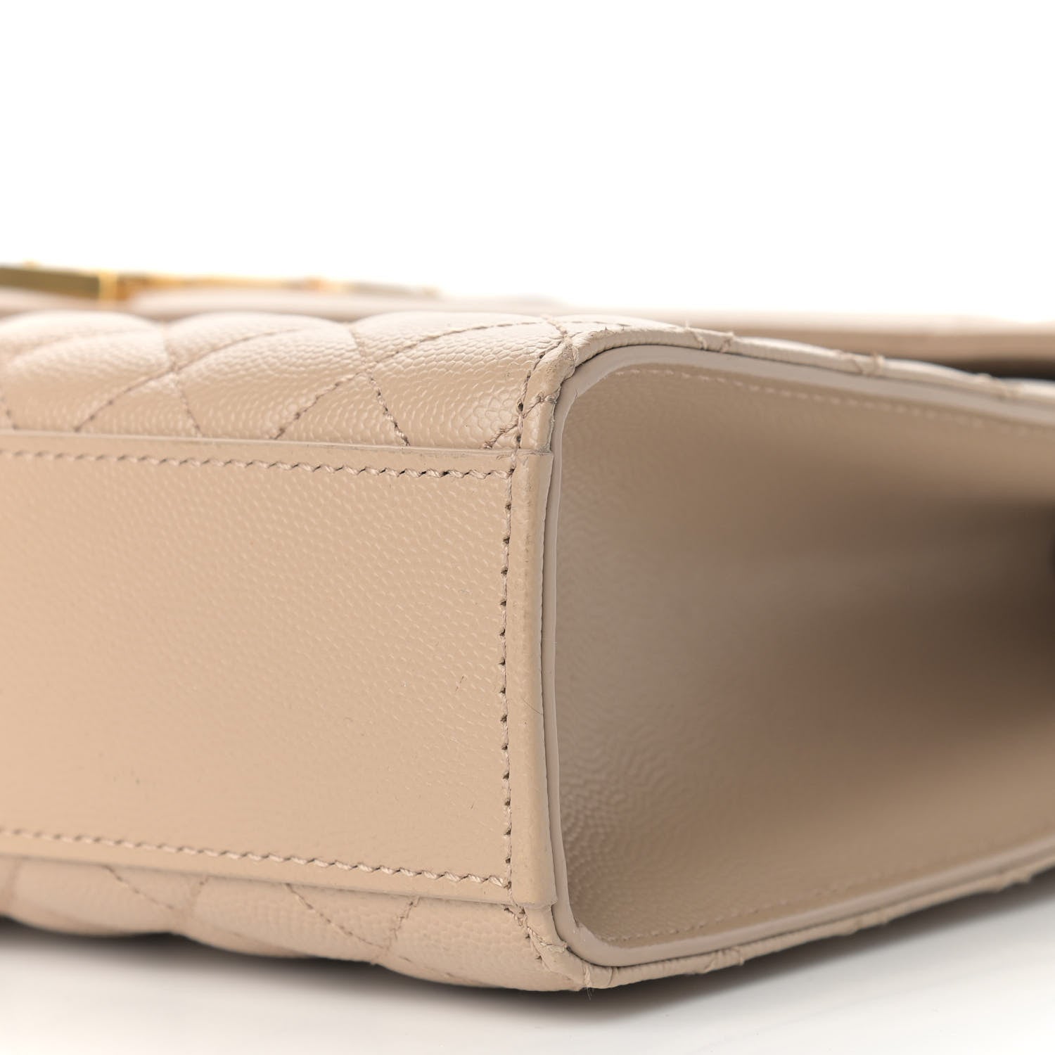 Saint Laurent Grain De Poudre Mixed Matelasse Large Triquilt Monogram Satchel Dark Beige 10 of 10