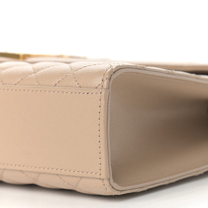 Saint Laurent Grain De Poudre Mixed Matelasse Large Triquilt Monogram Satchel Dark Beige 10 of 10