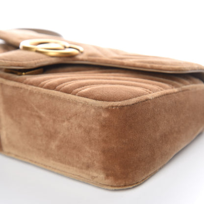 Gucci Velvet Matelasse Small GG Marmont Shoulder Bag Taupe 9 of 12