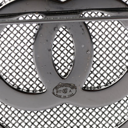 Chanel Mesh Circle CC Brooch Silver 4 of 5