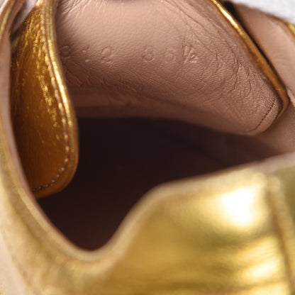 Gucci Metallic Nappa Peggy Platform Sneakers 36.5 Oro Vecchio 7 of 10