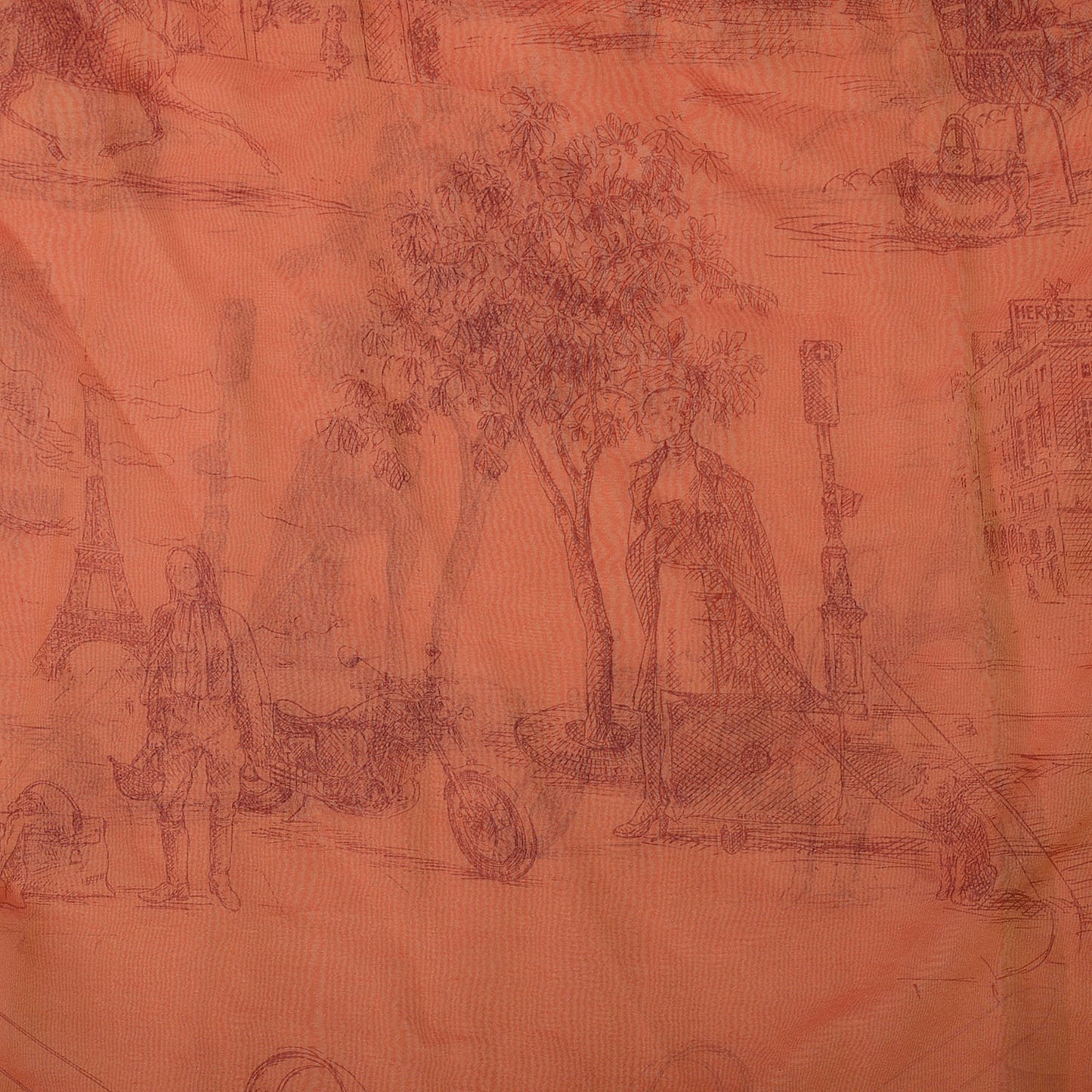 Silk Mousseline Toile de Shawl Scarf Orange