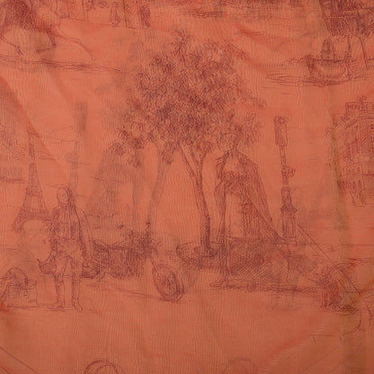 Hermes Silk Mousseline Toile de Shawl Scarf Orange 6 of 6