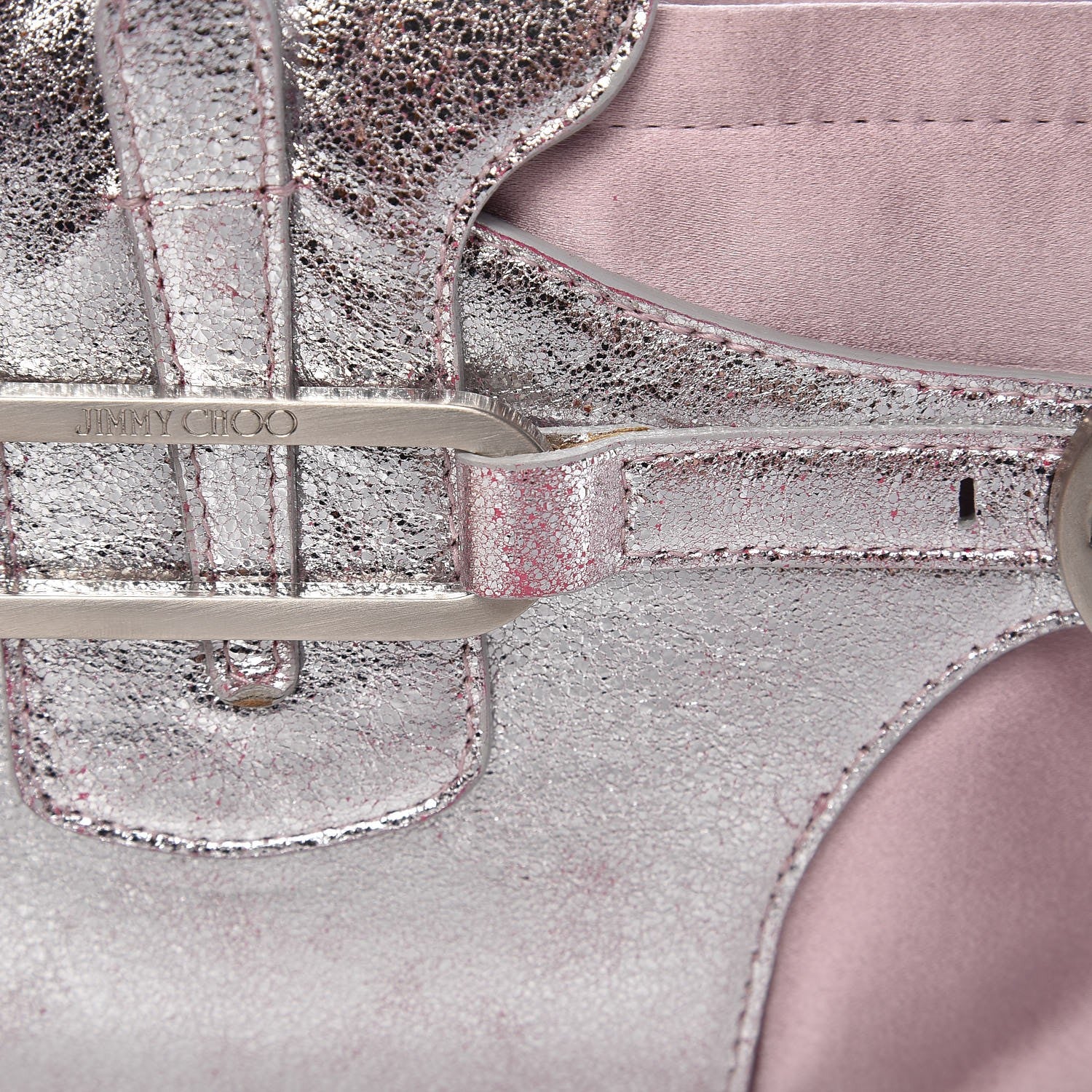 Jimmy Choo Satin Metallic Calfskin Tulita Clutch Pink 9 of 9
