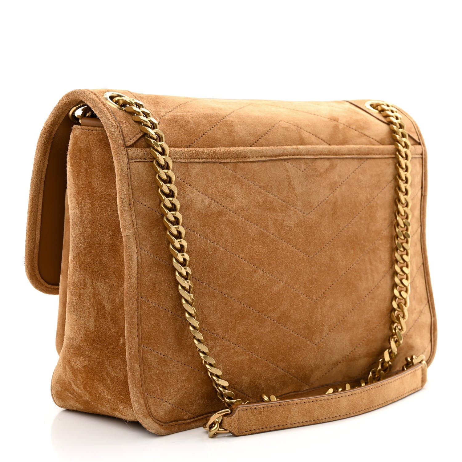 Saint Laurent Suede Monogram Medium Niki Chain Satchel Cinnamon 3 of 10