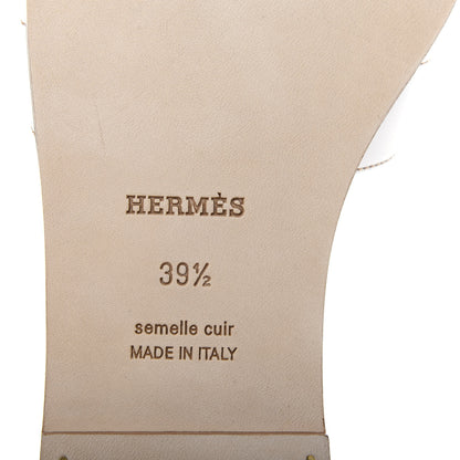 Hermes Box Calfskin Oran Sandals 39.5 White 8 of 11