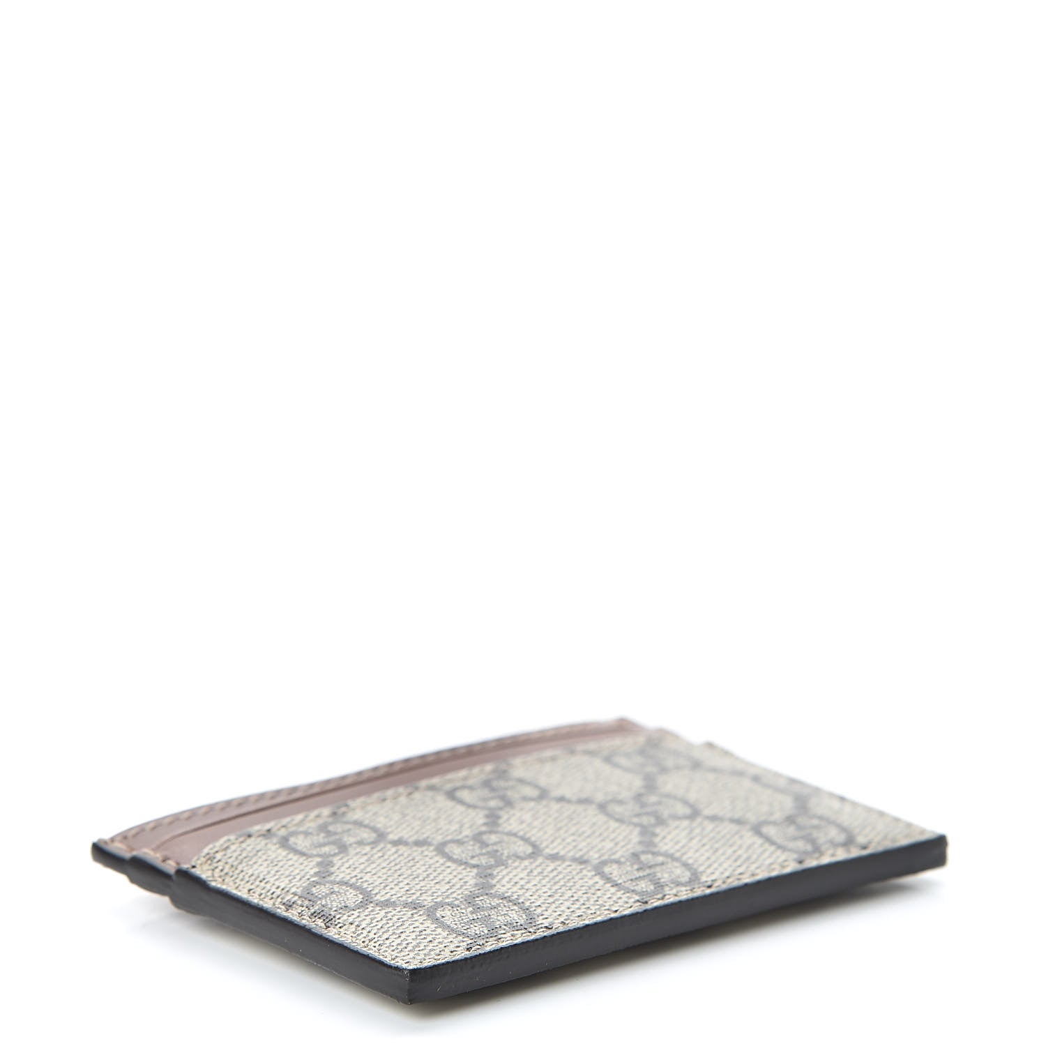 Gucci GG Supreme Monogram Calfskin Card Holder Beige Ebony Cuir 4 of 9