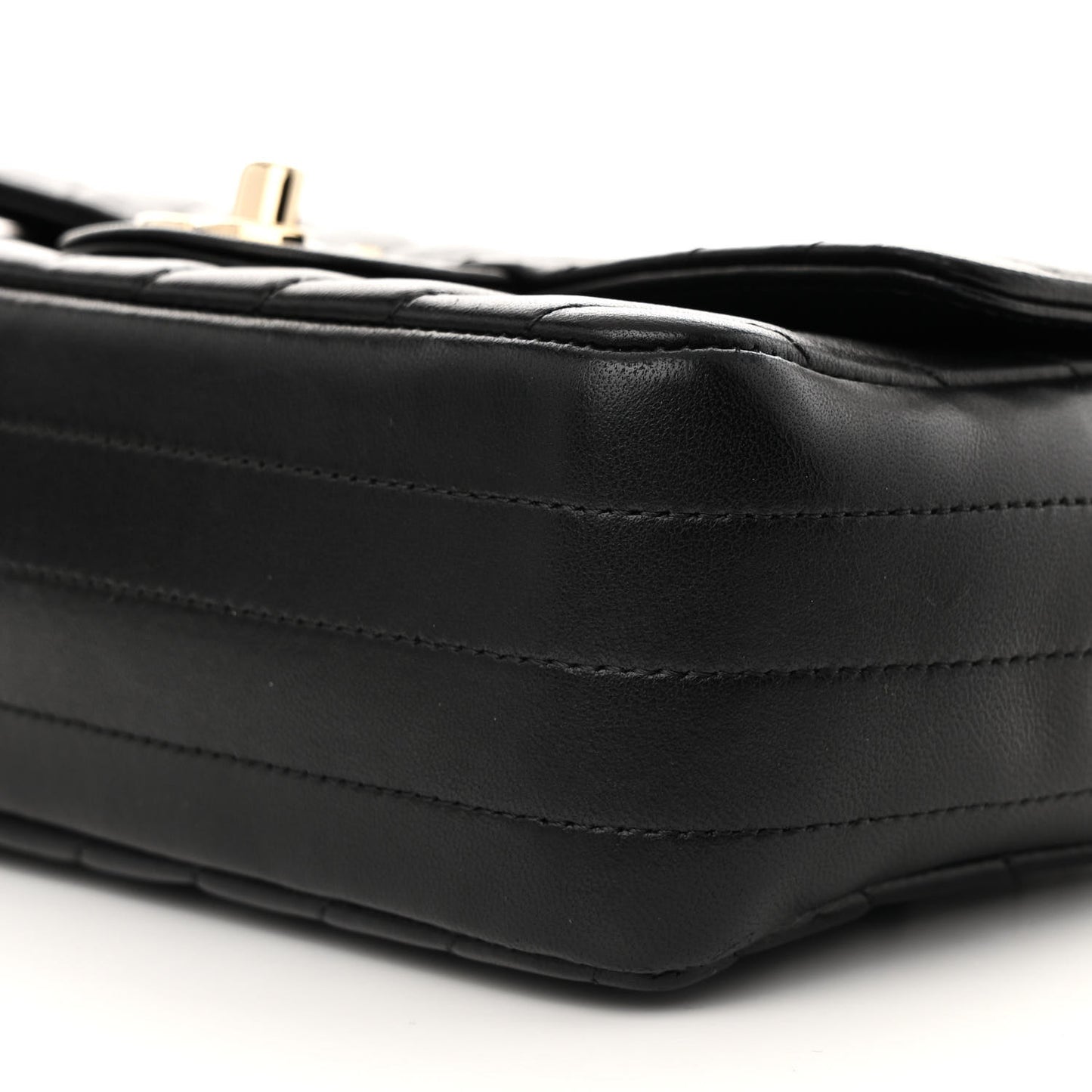 Lambskin Chevron Quilted Mini Rectangular Flap Black
