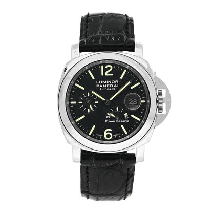 Panerai Stainless Steel Alligator 44mm Luminor 3 Day Power Reserve Automatic Watch Black PAM00090 1 of 5