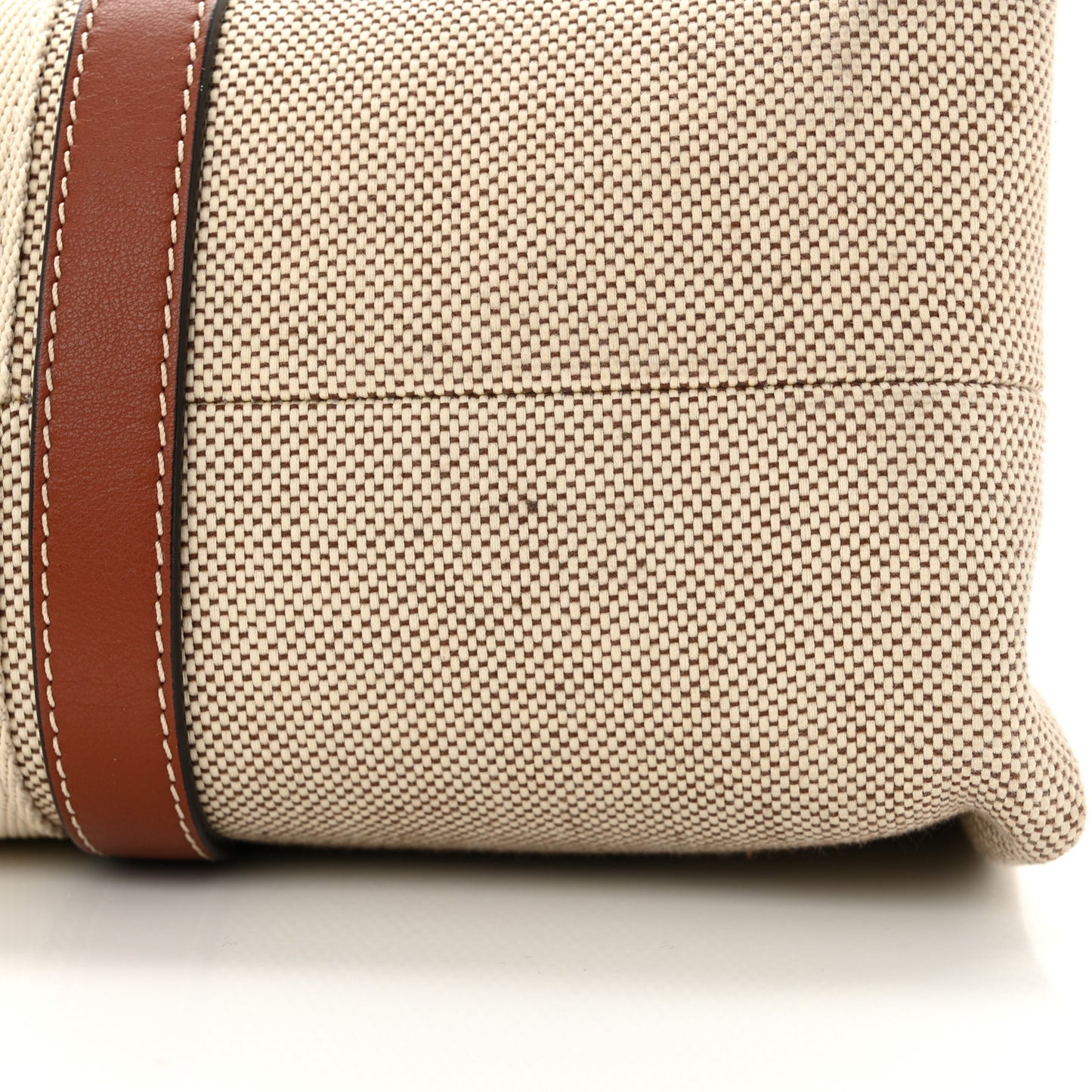 Cotton Calfskin Large Woody Ribbon Tote White Brown