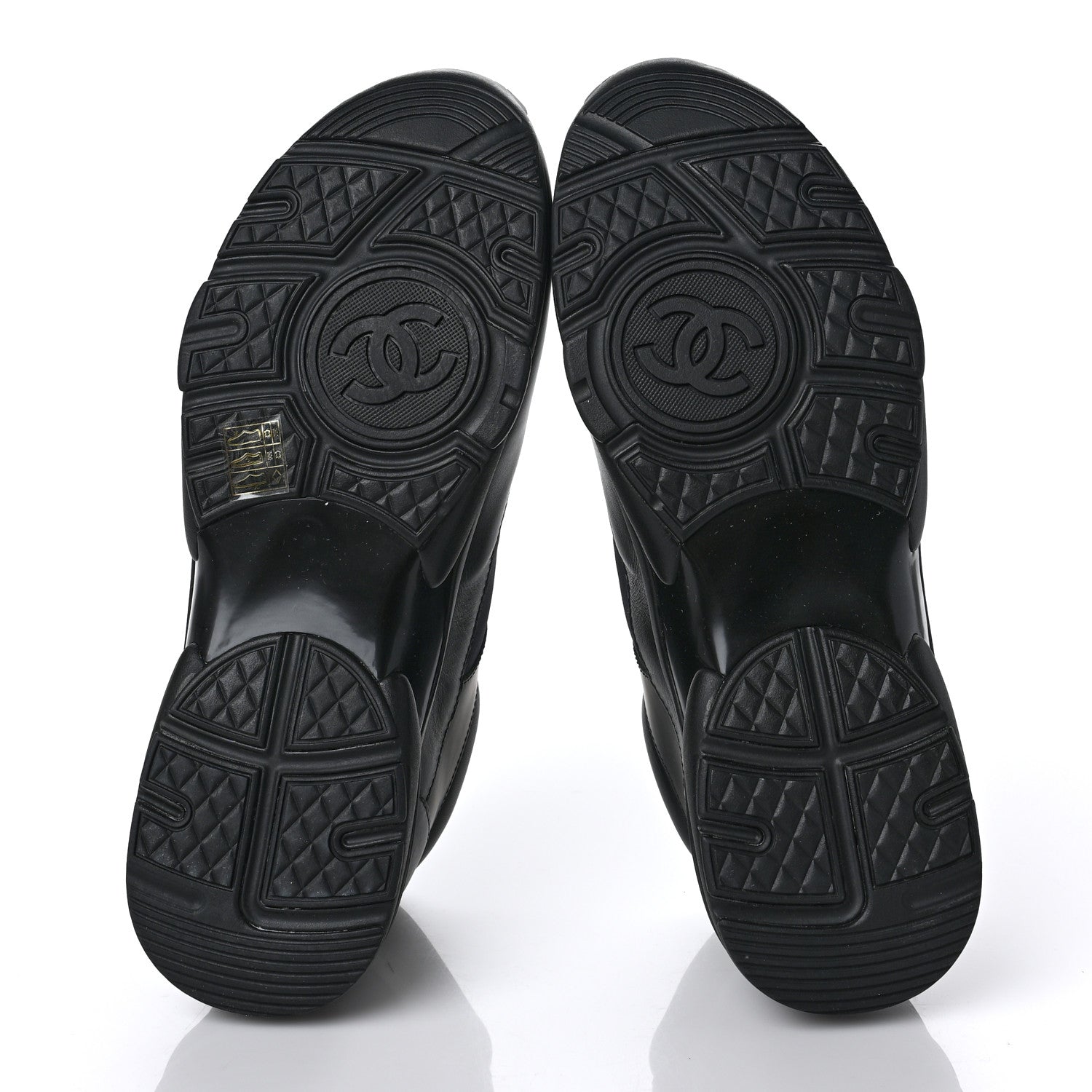 Chanel Fabric Calfskin Suede Mens CC Sneakers 44 Black 5 of 6