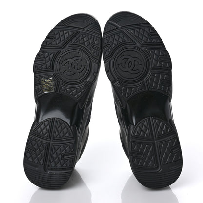 Chanel Fabric Calfskin Suede Mens CC Sneakers 44 Black 5 of 6
