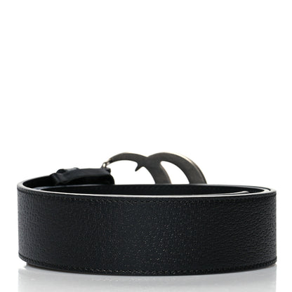 Gucci Textured Dollar Calfskin Nickel Double G 40mm Belt 95 38 Black 2 of 5