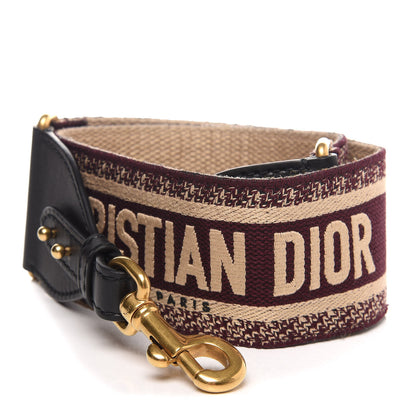 Christian Dior Canvas Embroidered Shoulder Strap Burgundy 1 of 6