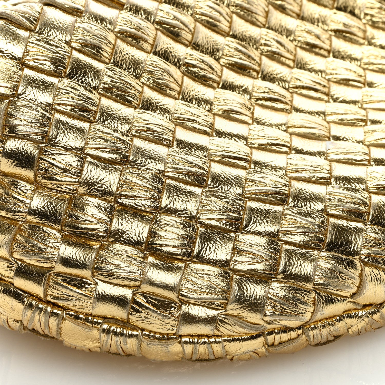 Bottega Veneta Laminated Calfskin Pressed Intreccio Mini Jodie Gold 7 of 8
