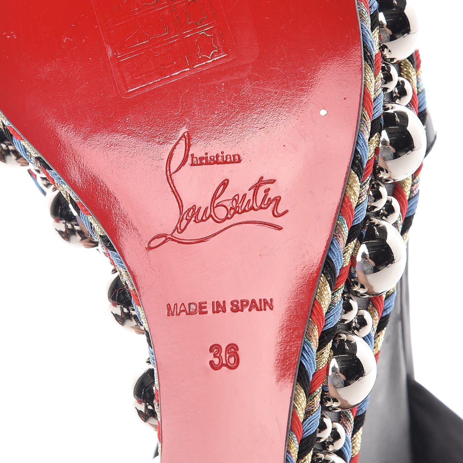 Christian Louboutin Patent Crepe Satin Loubitag Levantine 120 Wedge Sandals 36 Black 7 of 7