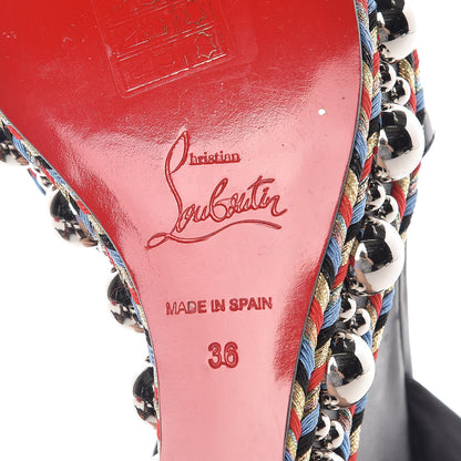 Christian Louboutin Patent Crepe Satin Loubitag Levantine 120 Wedge Sandals 36 Black 7 of 7