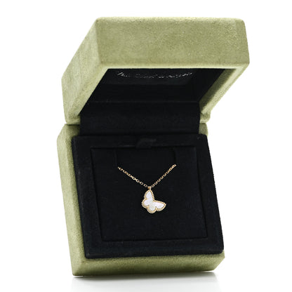 Van Cleef & Arpels 18K Yellow Gold Mother of Pearl Sweet Alhambra Butterfly Pendant Necklace 7 of 7