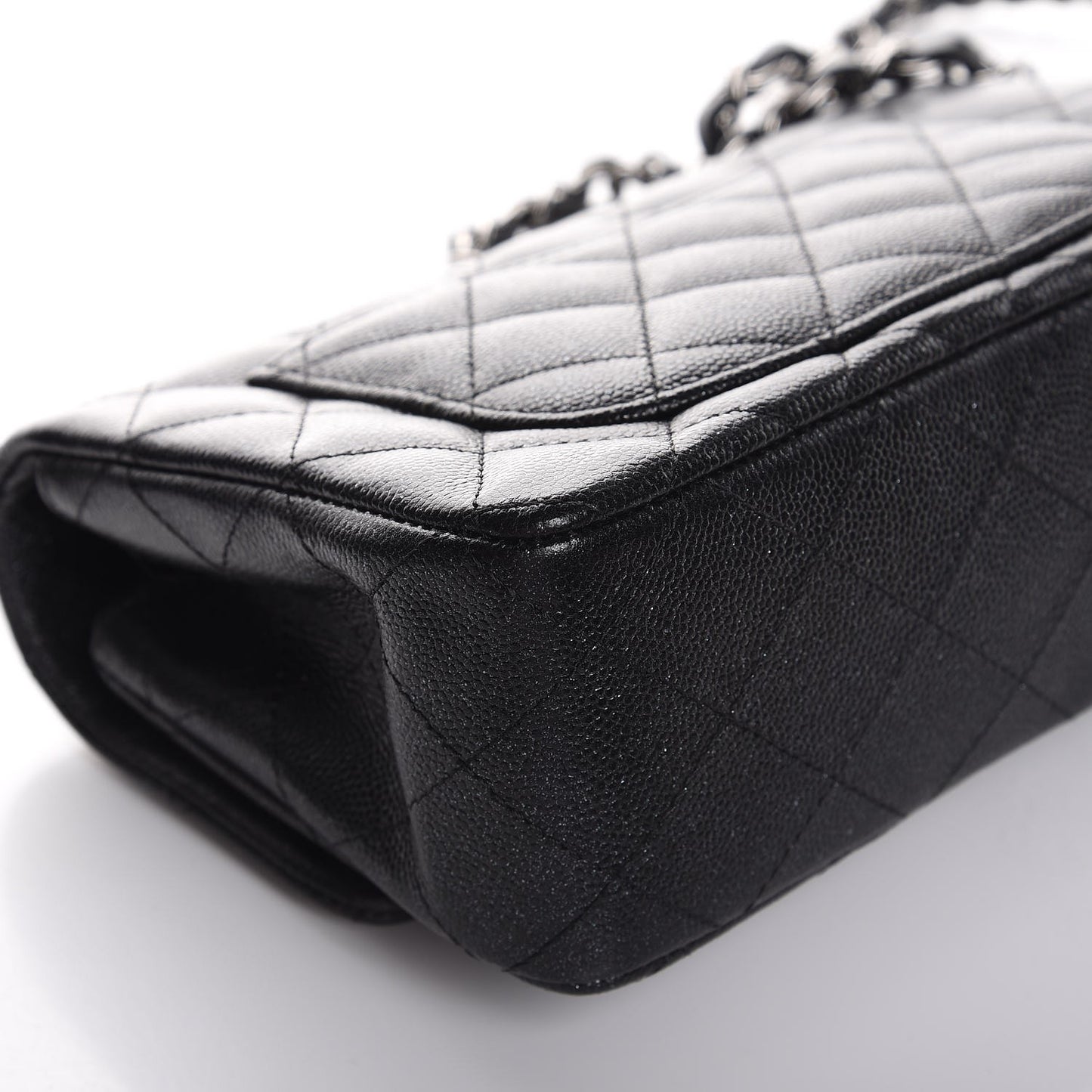 Iridescent Caviar Quilted Mini Rectangular Flap Black