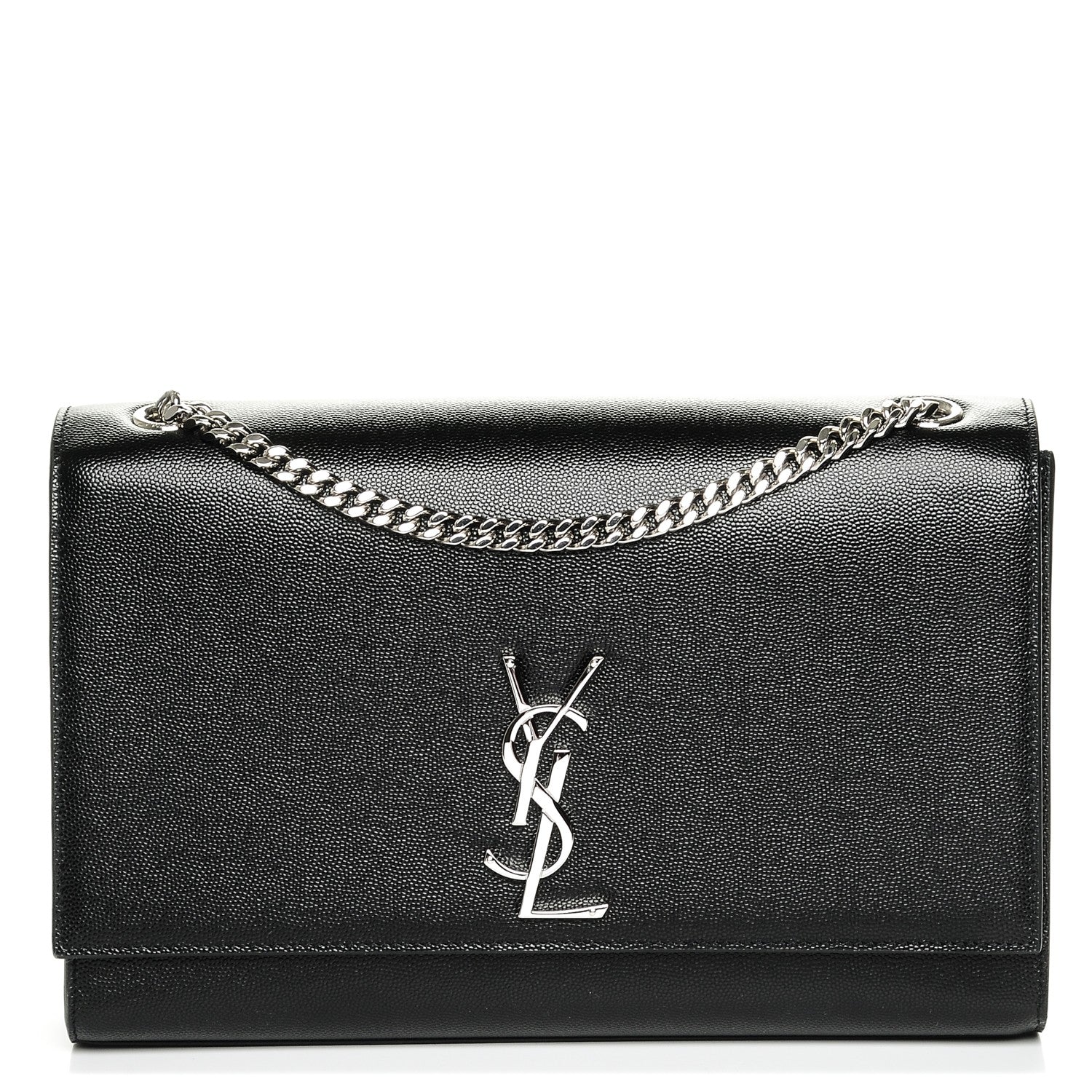 Saint Laurent Grain De Poudre Large Classic Monogram Kate Satchel Black 1 of 6