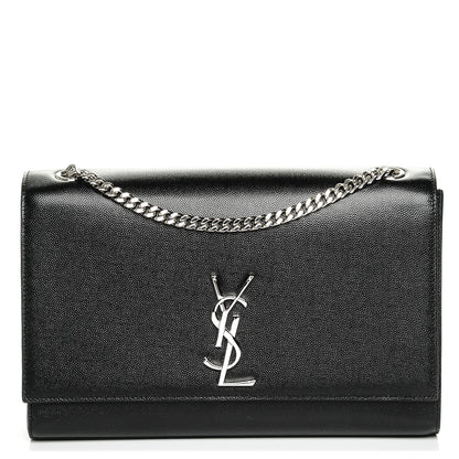 Saint Laurent Grain De Poudre Large Classic Monogram Kate Satchel Black 1 of 6