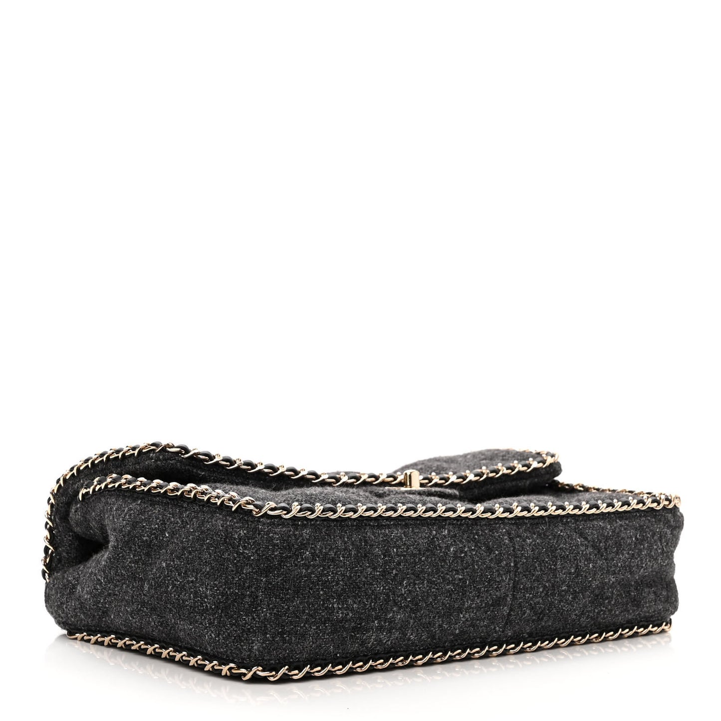 Wool Tweed Quilted Coco Neige Chain Around Flap Black