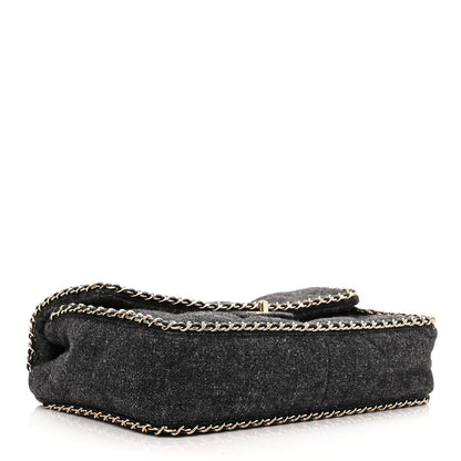 Chanel Wool Tweed Quilted Coco Neige Chain Around Flap Black 4 of 10