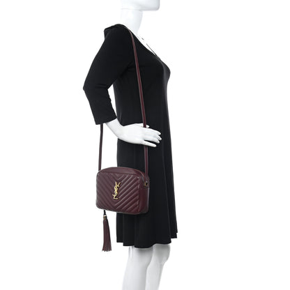 Saint Laurent Calfskin Matelasse Monogram Lou Camera Bag Dark Legion Red 2 of 10