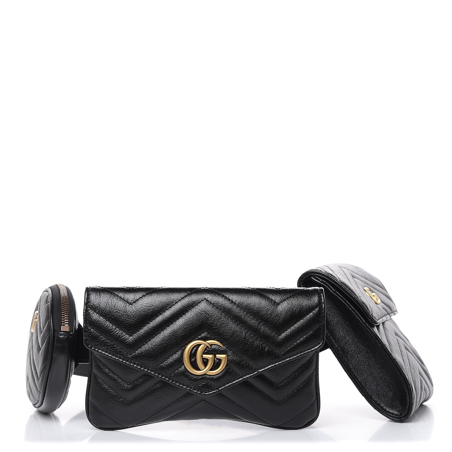 Gucci Calfskin Matelasse GG Marmont 2.0 Multi Belt Bag 85 34 Black 1 of 10