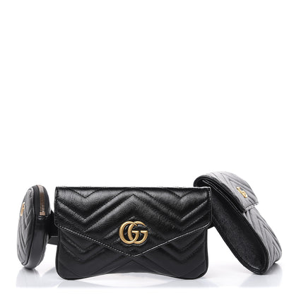 Gucci Calfskin Matelasse GG Marmont 2.0 Multi Belt Bag 85 34 Black 1 of 10
