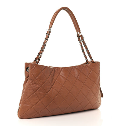 Chanel Caviar Quilted Expandable Zip Shoulder Bag Brown 3 of 11