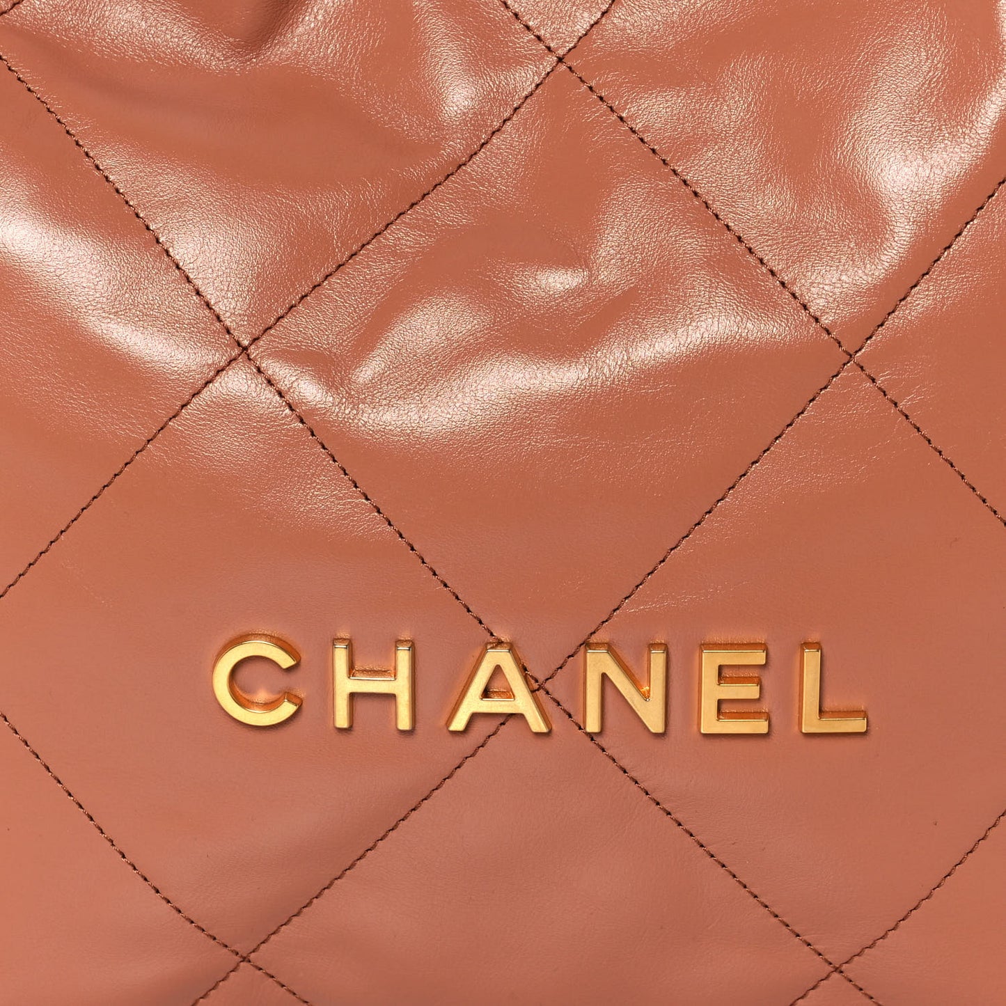 Shiny Calfskin Quilted Small Chanel 22 Camel