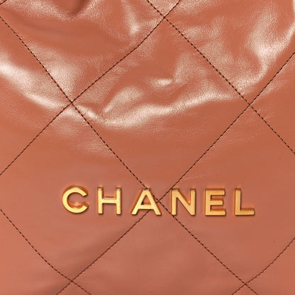 Chanel Shiny Calfskin Quilted Small Chanel 22 Camel 9 of 14