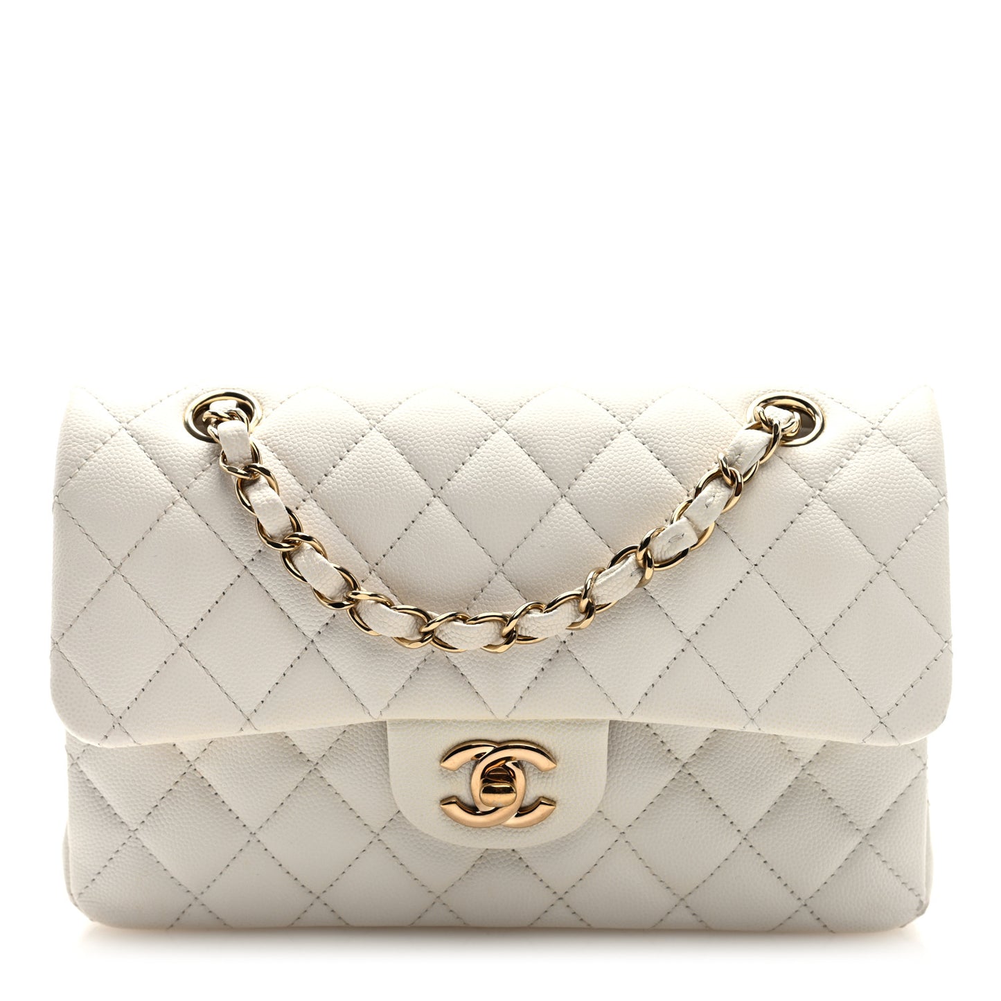 Caviar Quilted Small Double Flap White