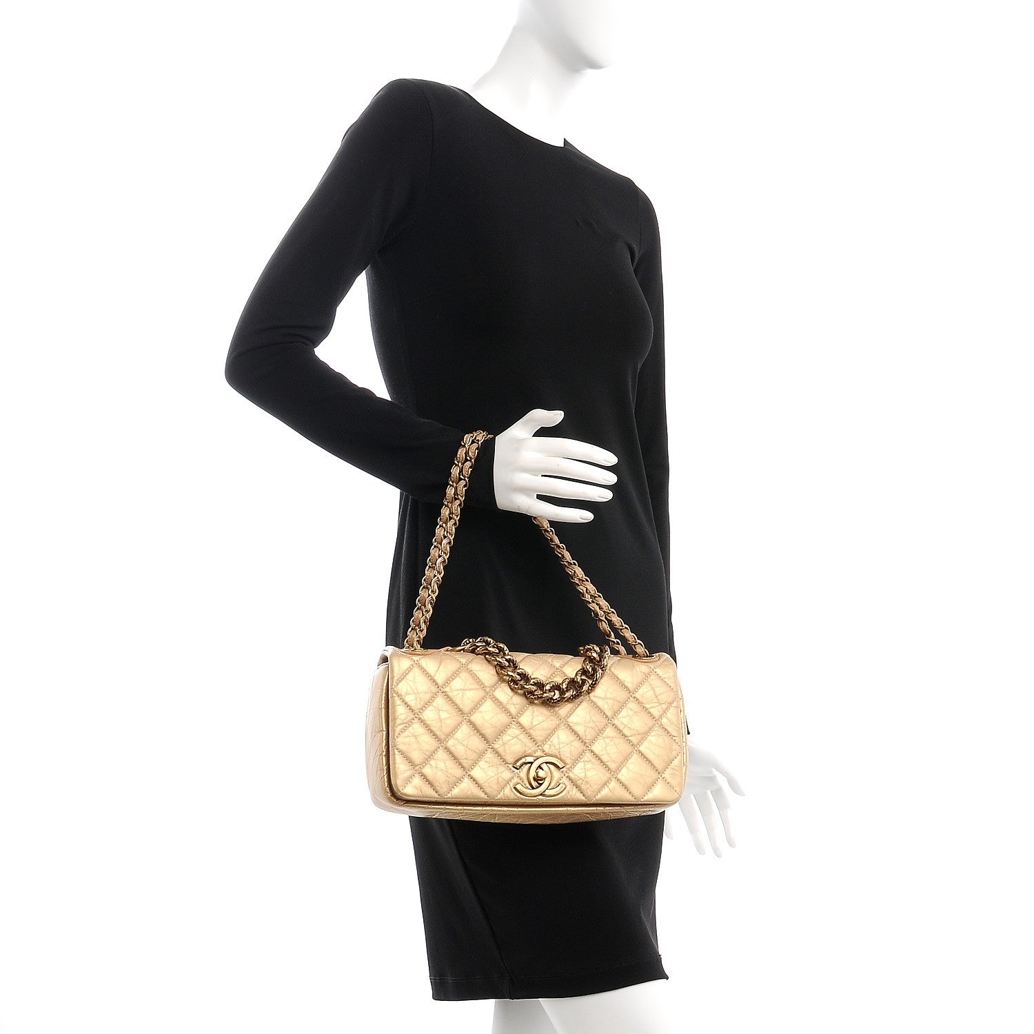 Chanel Metallic Aged Calfskin Quilted Small Pondichery Flap Gold 2 of 8