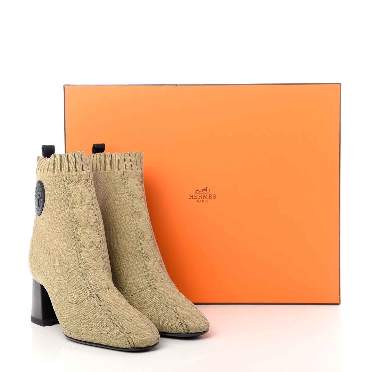 Knit Calfskin Volver 60 Ankle Boots 36 Vert Resine