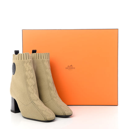 Hermes Knit Calfskin Volver 60 Ankle Boots 36 Vert Resine 10 of 10