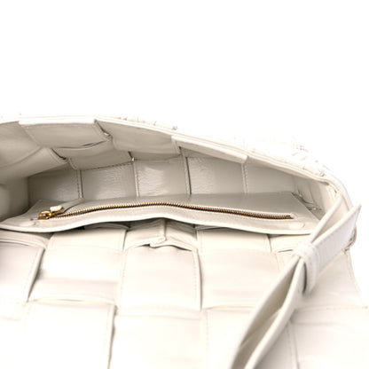 Bottega Veneta Calfskin Intreccio Plisse Cassette Crossbody Bag White 5 of 9