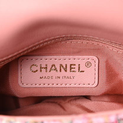 Chanel Tweed Mini Pearl Handle Flap Pink Beige Orange Ecru 6 of 10