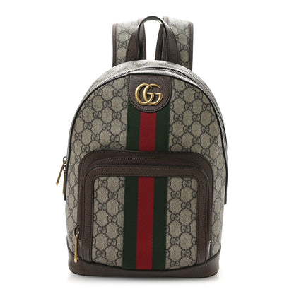Gucci GG Supreme Monogram Calfskin Web Small Ophidia Day Backpack Beige Ebony New Acero 1 of 10