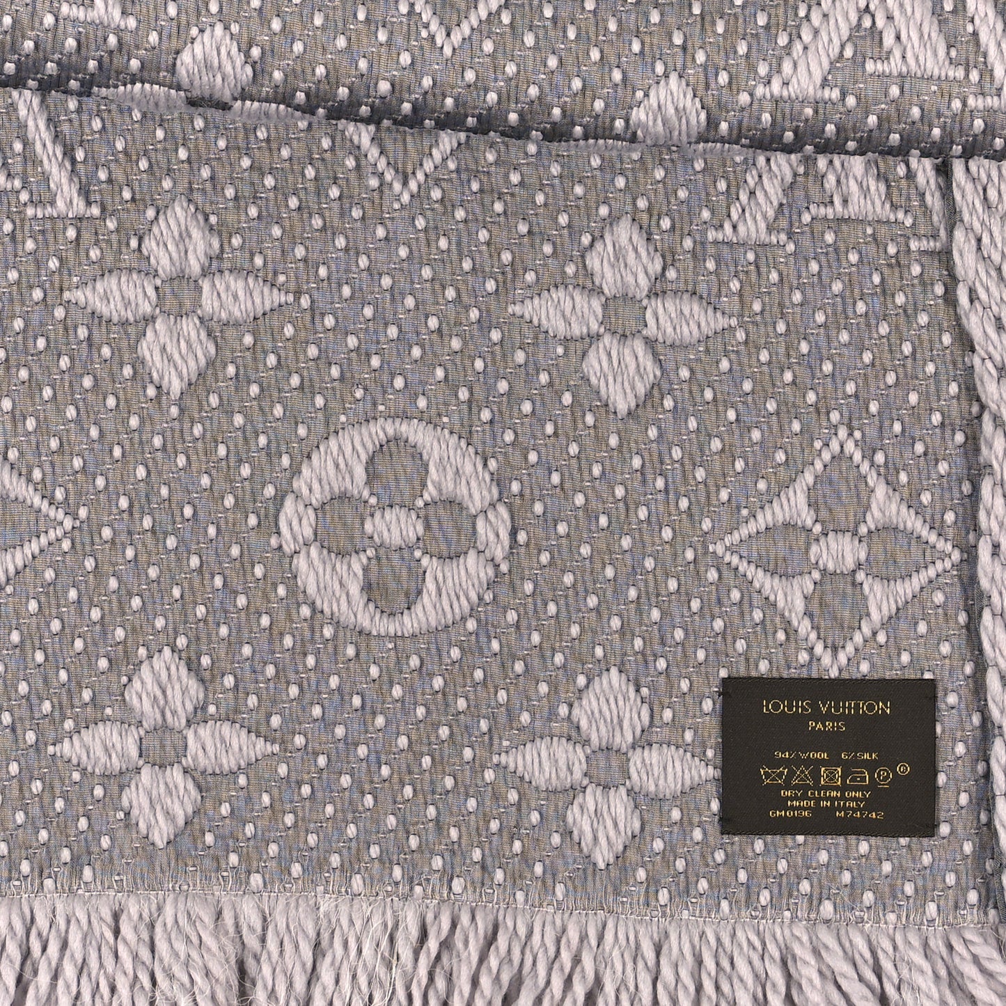 Wool Silk Logomania Scarf Pearl Grey
