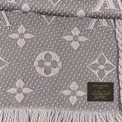 Louis Vuitton Wool Silk Logomania Scarf Pearl Grey 3 of 4