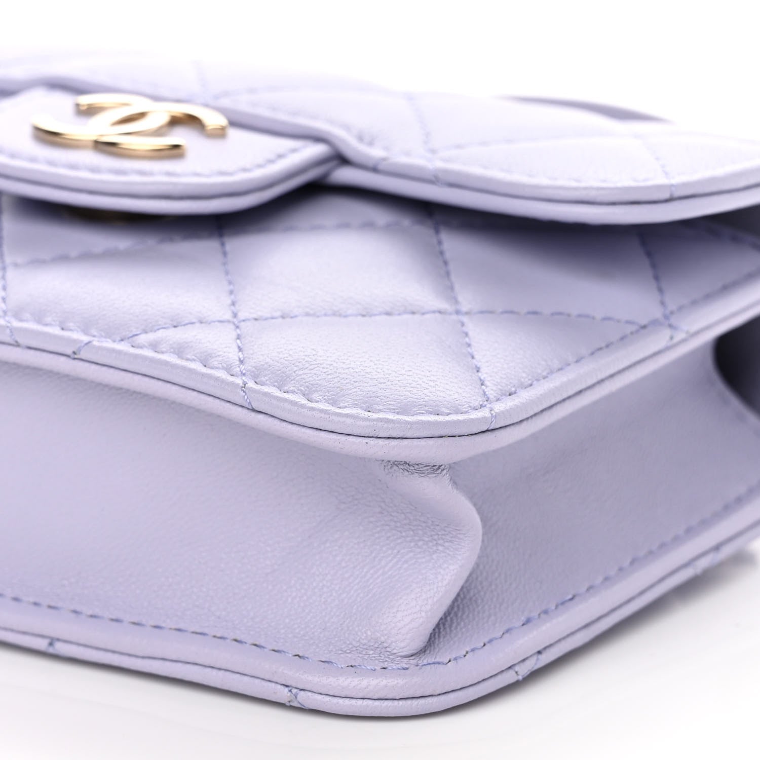 Chanel Lambskin Quilted Top Handle Flap Coin Purse With Chain Light Purple 11 of 11