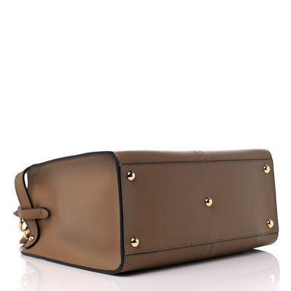 Fendi Vitello Seta Glazed Fabric FF 1974 Medium Peekaboo X-Lite Sand Mogano Panna 4 of 10