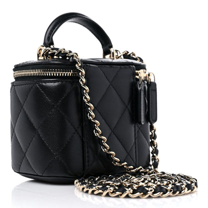 Chanel Lambskin Quilted Top Handle Mini Vanity Case With Chain Black 3 of 9