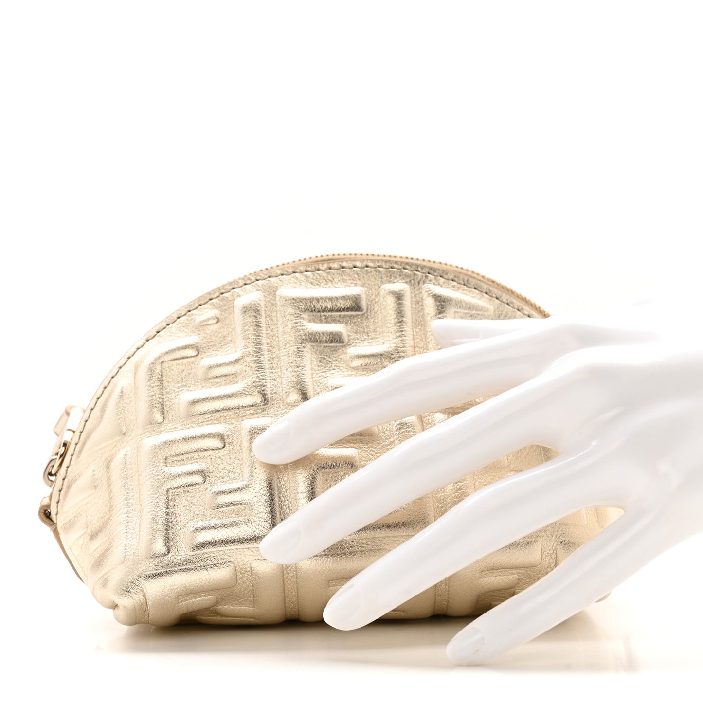 Metallic Nappa Matisse FF Embossed Small Beauty Pouch Platino