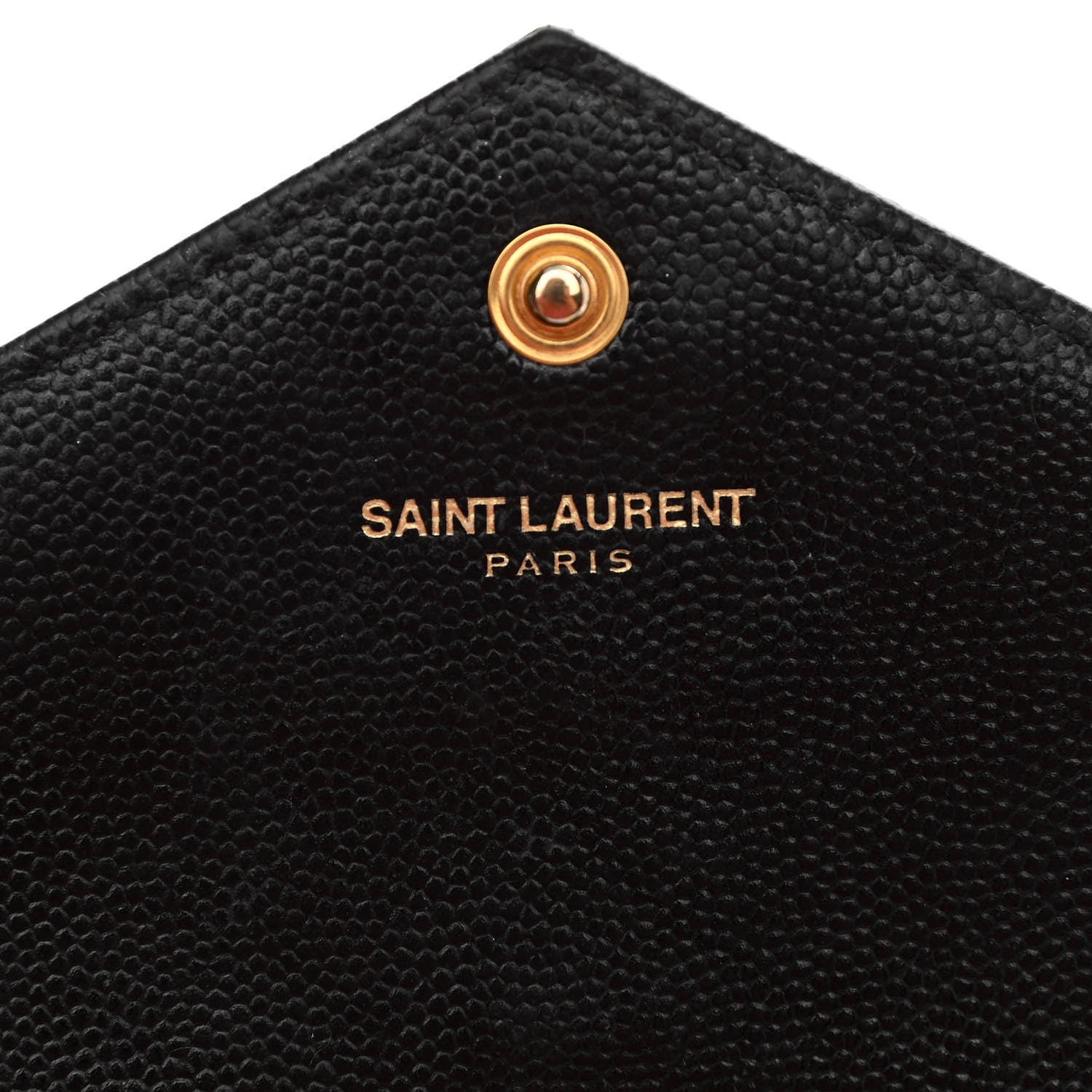 Saint Laurent Grain De Poudre Matelasse Chevron Monogram Envelope Chain Wallet Black 6 of 10
