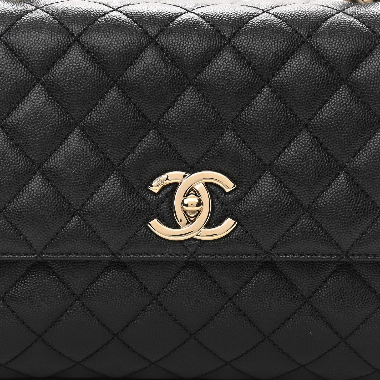 Caviar Quilted Small Coco Handle Flap Black